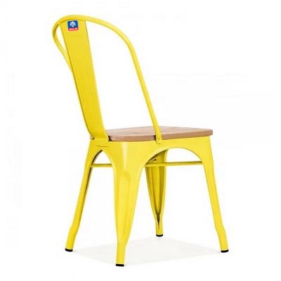 ghế tolix mặt gỗ màu vàng tại hòa an
