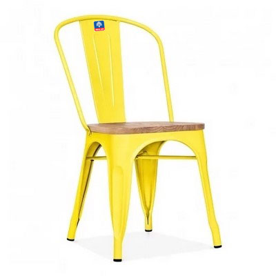 ghế tolix cafe mặt gỗ màu vàng hòa an