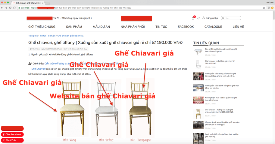 nơi bán ghế chiavari giả